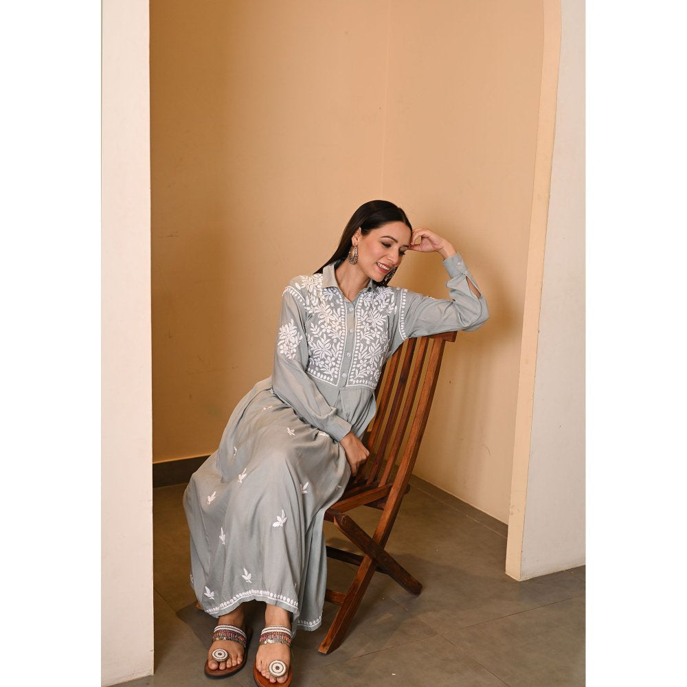 House of Chikankari Aabida Chikankari Modal A-Line Dress