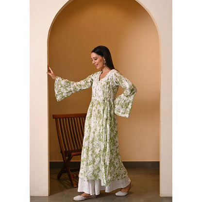 House of Chikankari Fabiha Chikankari Mulmul Angrakha Kurta