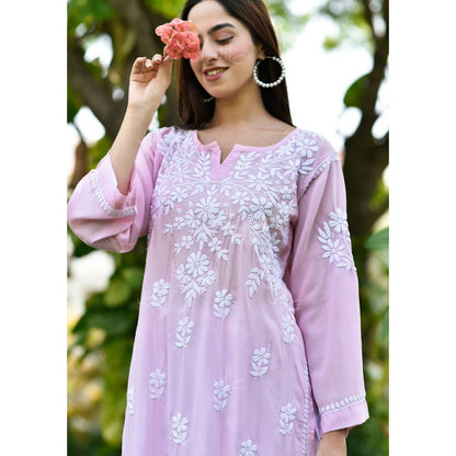House of Chikankari Haifa Chikankari Modal Straight Kurta