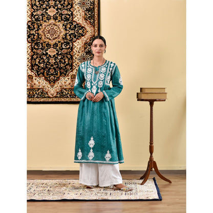 House of Chikankari Janan Chikankari Silk A-Line Kurta