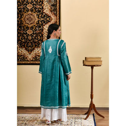 House of Chikankari Janan Chikankari Silk A-Line Kurta