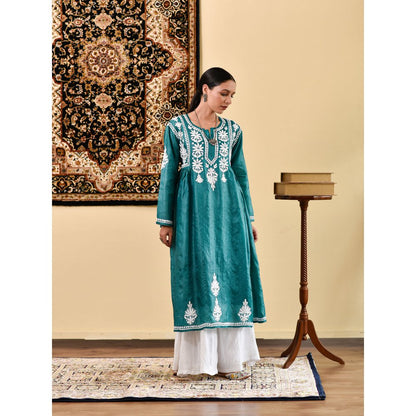 House of Chikankari Janan Chikankari Silk A-Line Kurta
