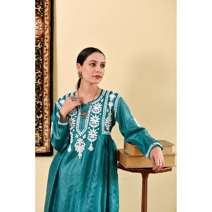 House of Chikankari Janan Chikankari Silk A-Line Kurta