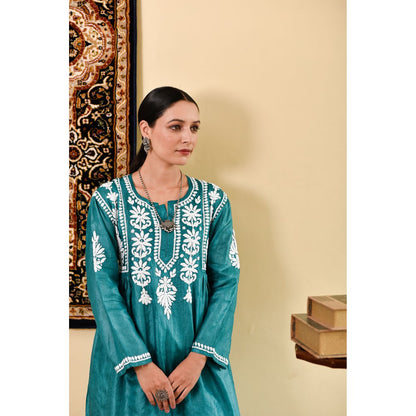 House of Chikankari Janan Chikankari Silk A-Line Kurta