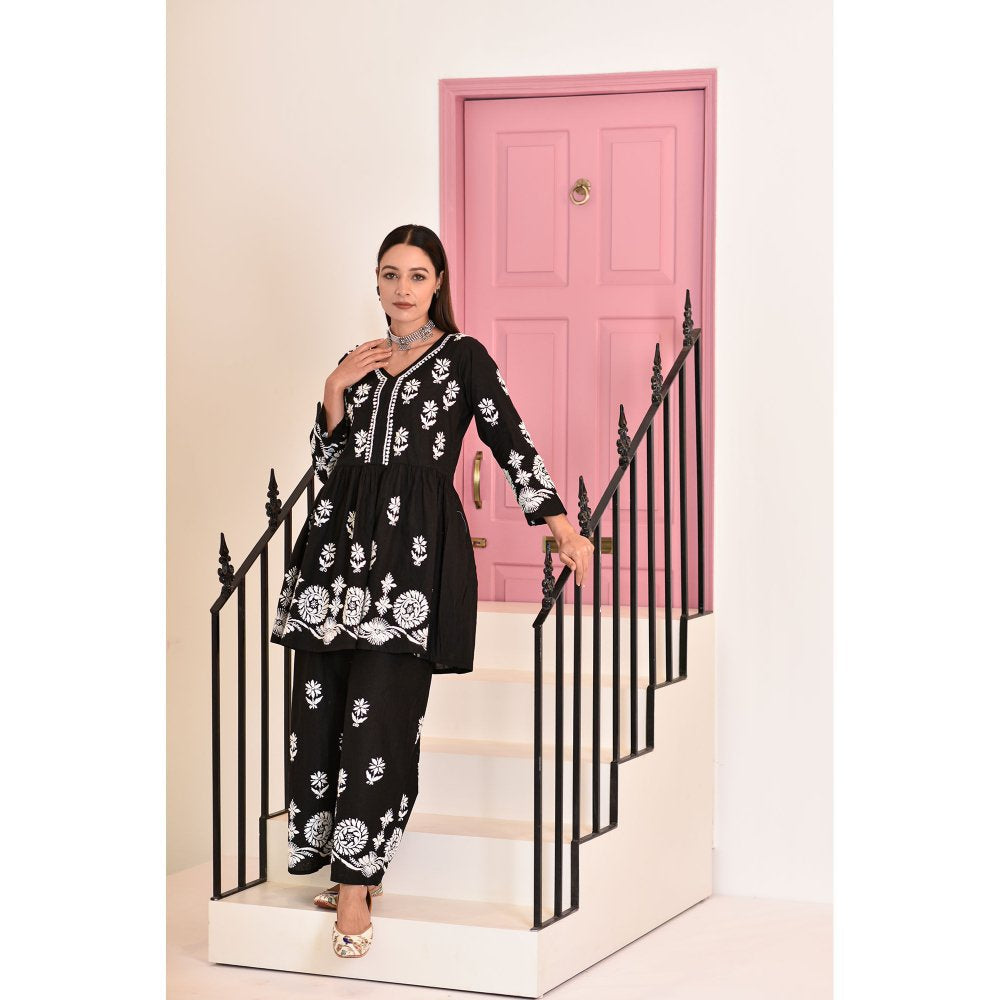 House of Chikankari Maha Chikankari Cotton Short Kurta & Palazzo (Set of 2)