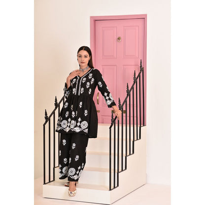 House of Chikankari Maha Chikankari Cotton Short Kurta & Palazzo (Set of 2)