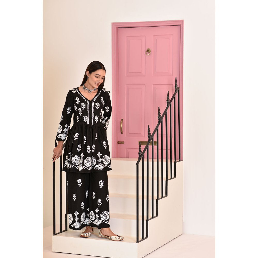 House of Chikankari Maha Chikankari Cotton Short Kurta & Palazzo (Set of 2)