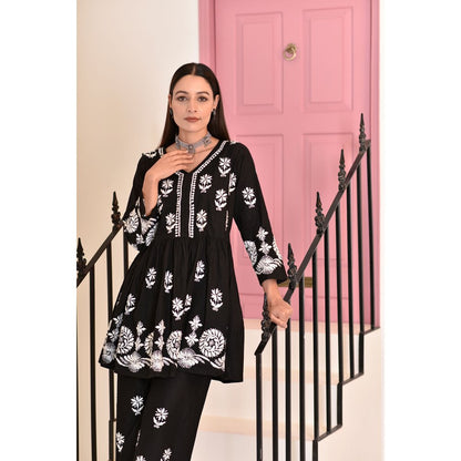 House of Chikankari Maha Chikankari Cotton Short Kurta & Palazzo (Set of 2)