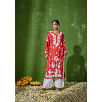 House of Chikankari Mira Chikankari Mulmul Straight Kurta