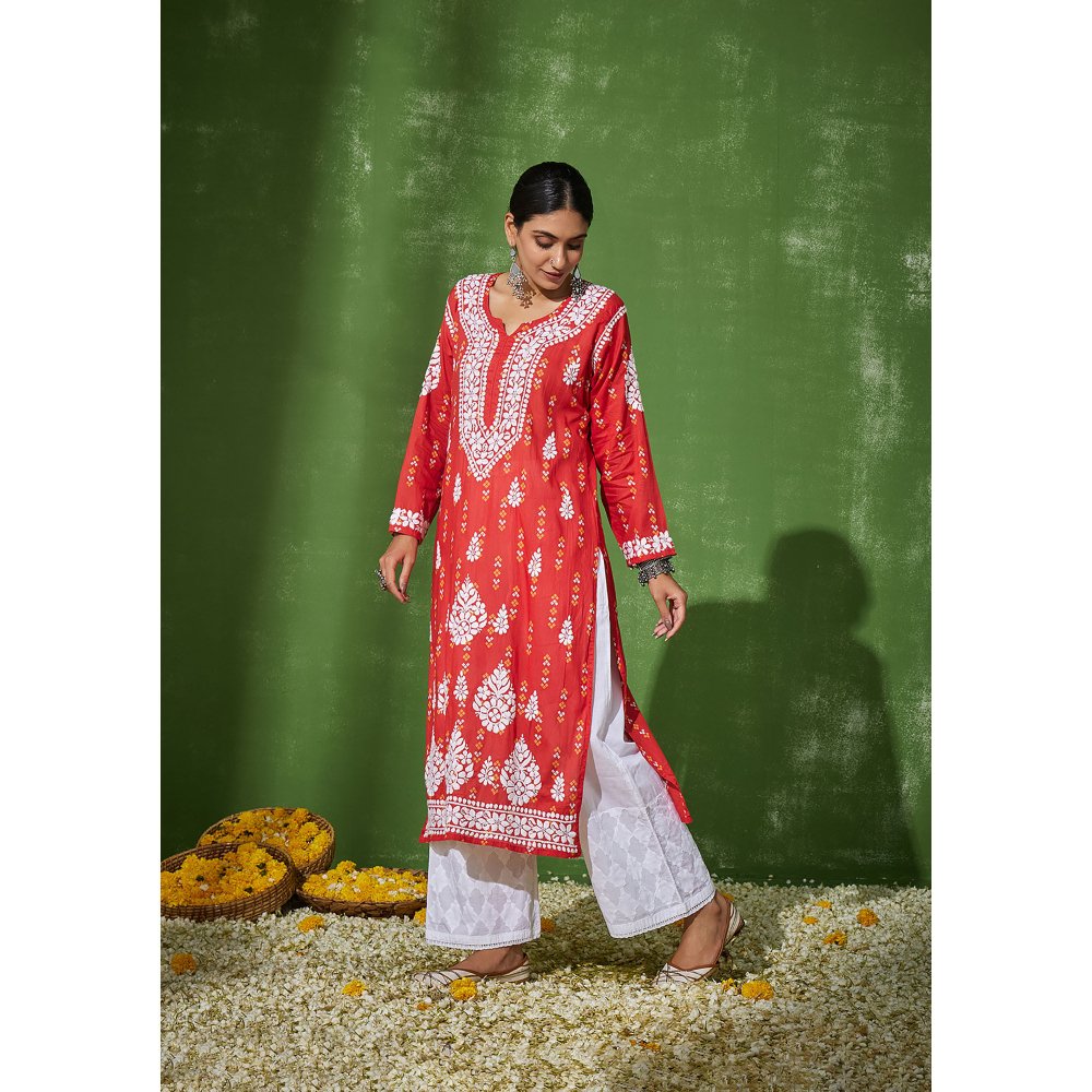 House of Chikankari Mira Chikankari Mulmul Straight Kurta
