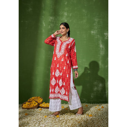 House of Chikankari Mira Chikankari Mulmul Straight Kurta