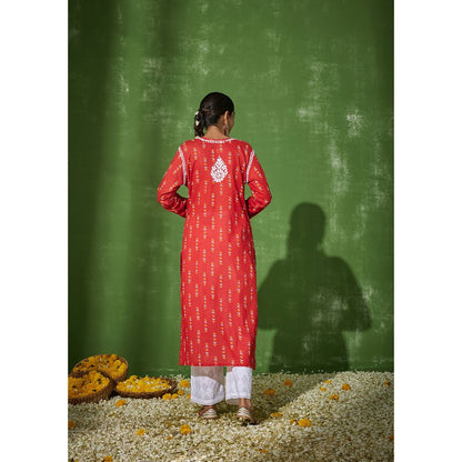 House of Chikankari Mira Chikankari Mulmul Straight Kurta