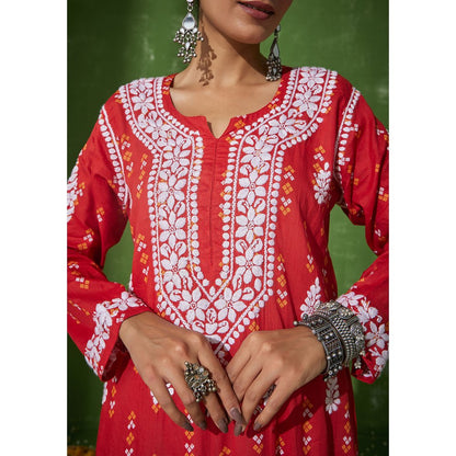 House of Chikankari Mira Chikankari Mulmul Straight Kurta