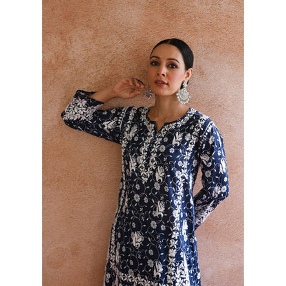 House of Chikankari Nur Chikankari Mulmul Gharara Kurta (Set of 2)