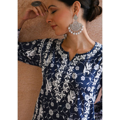 House of Chikankari Nur Chikankari Mulmul Gharara Kurta (Set of 2)