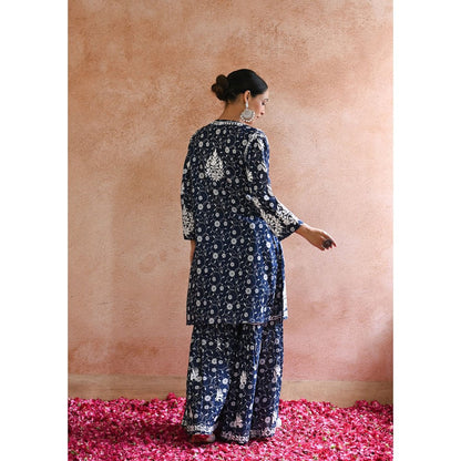 House of Chikankari Nur Chikankari Mulmul Gharara Kurta (Set of 2)