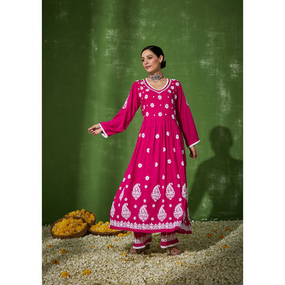 House of Chikankari Rabt Chikankari Modal A-Line Palazzo (Set of 2)