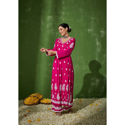 House of Chikankari Rabt Chikankari Modal A-Line Palazzo (Set of 2)
