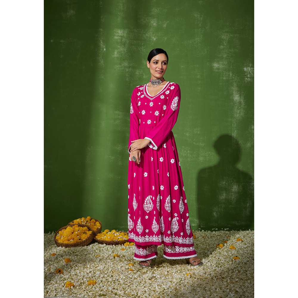 House of Chikankari Rabt Chikankari Modal A-Line Palazzo (Set of 2)
