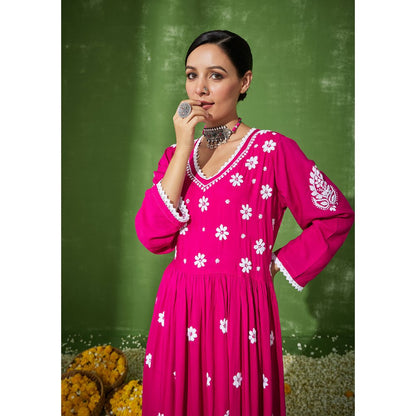 House of Chikankari Rabt Chikankari Modal A-Line Palazzo (Set of 2)