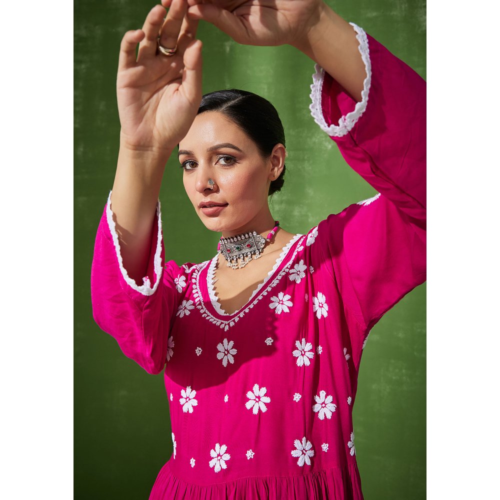 House of Chikankari Rabt Chikankari Modal A-Line Palazzo (Set of 2)