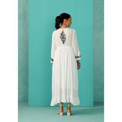 House of Chikankari Chandni Chikankari Modal A-Line White Maxi Dress