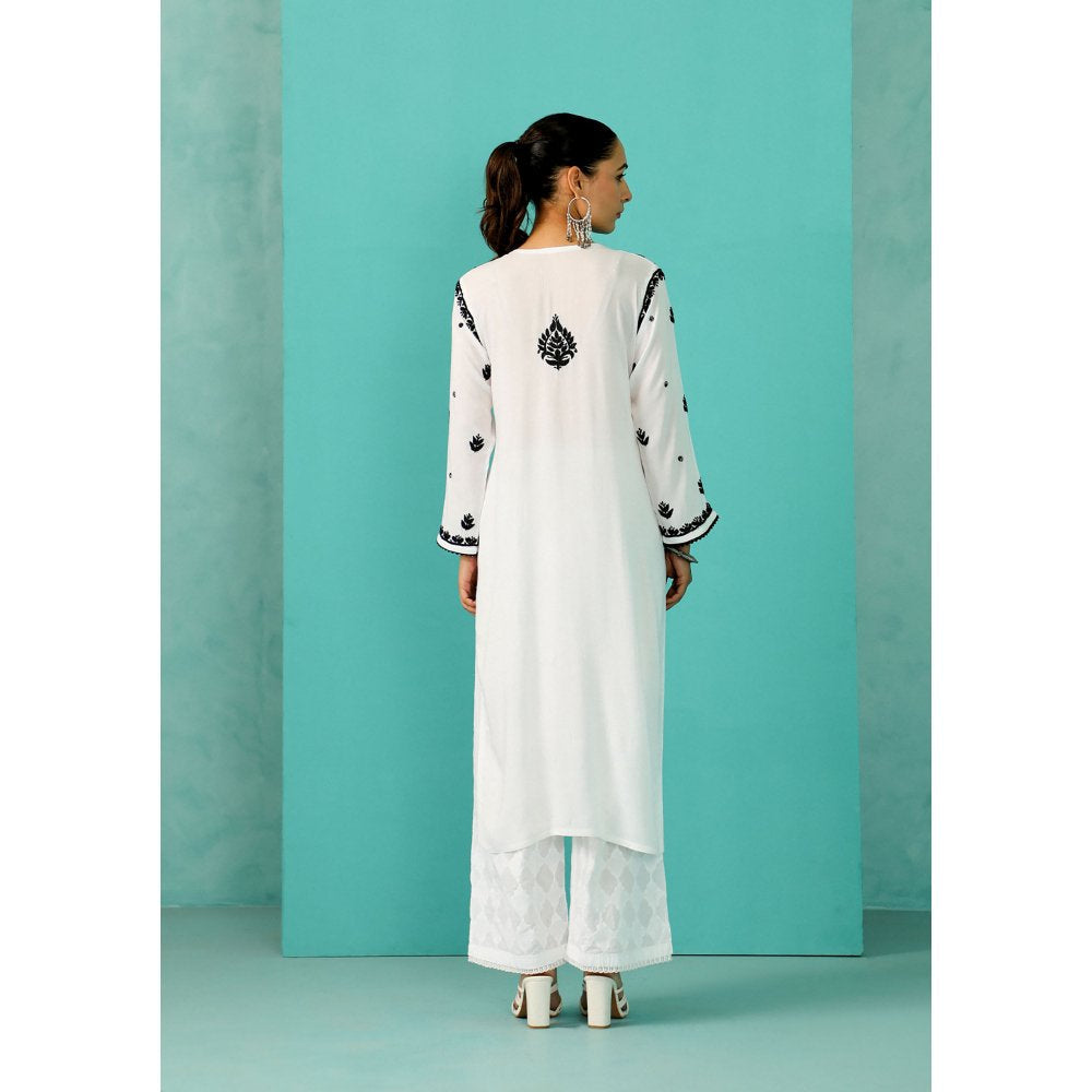 House of Chikankari Chandni Chikankari Modal Straight White Kurta