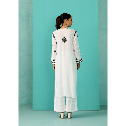 House of Chikankari Chandni Chikankari Modal Straight White Kurta