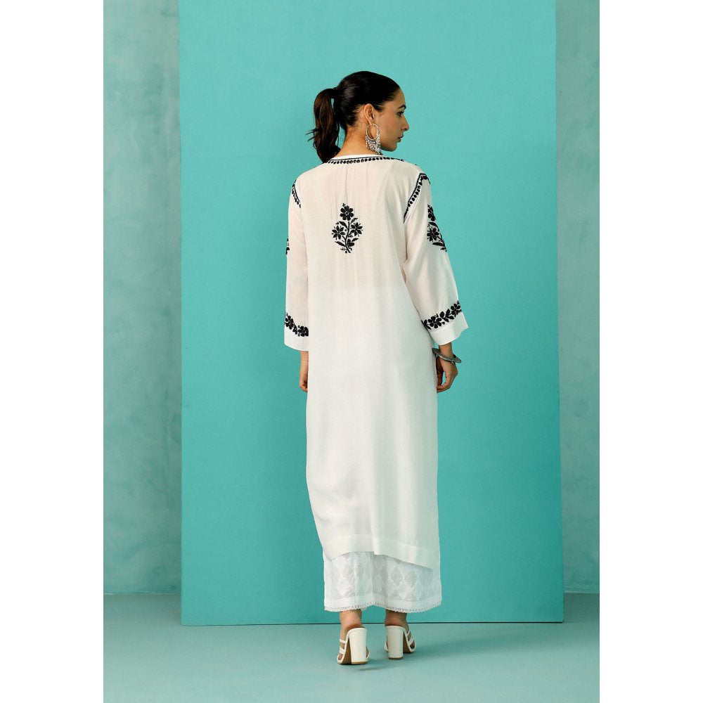 House of Chikankari Chandni Chikankari Muslin Straight White Kurta