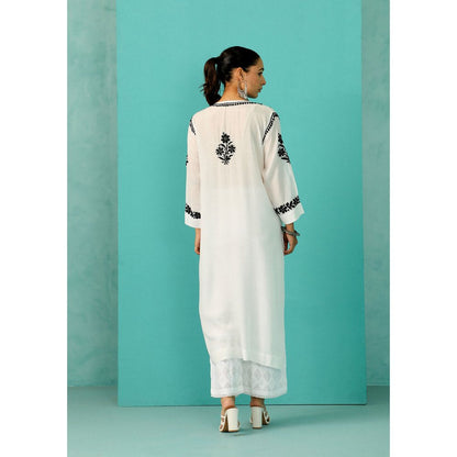 House of Chikankari Chandni Chikankari Muslin Straight White Kurta
