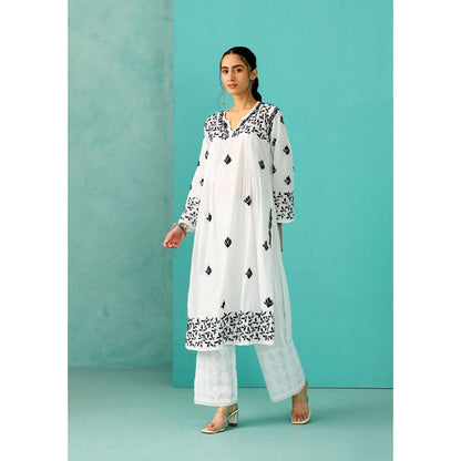 House of Chikankari Chandni Chikankari Cotton Straight White Kurta