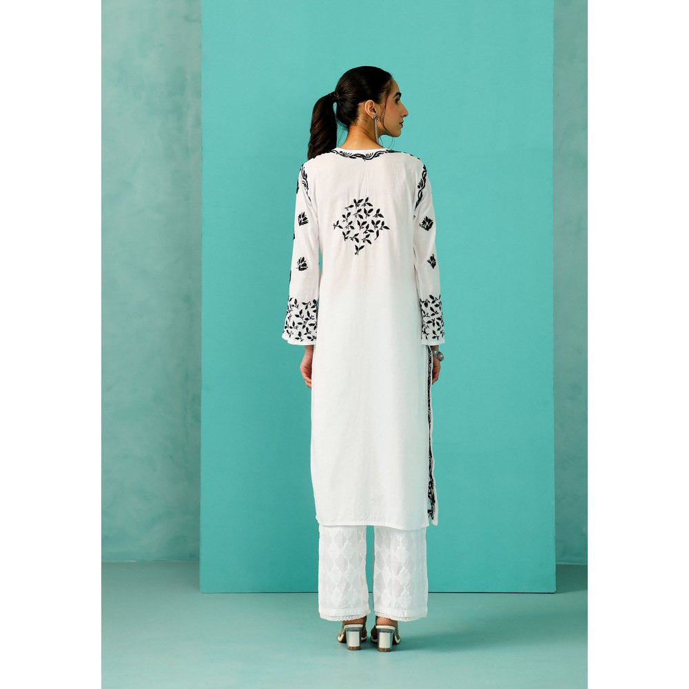 House of Chikankari Chandni Chikankari Cotton Straight White Kurta