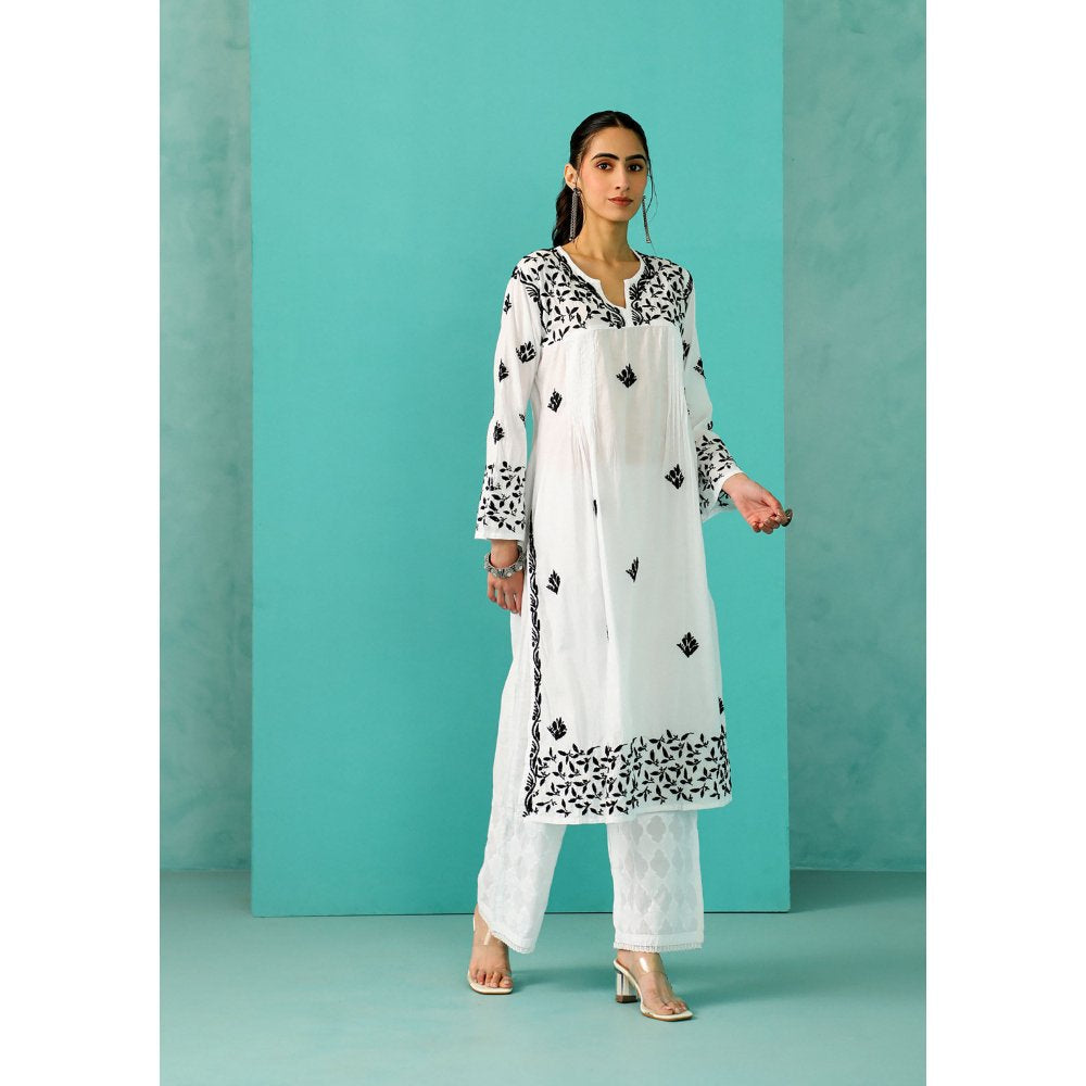 House of Chikankari Chandni Chikankari Cotton Straight White Kurta