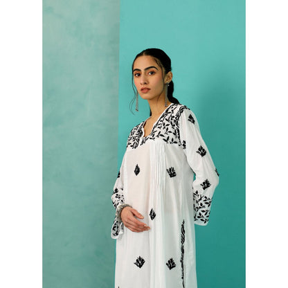 House of Chikankari Chandni Chikankari Cotton Straight White Kurta