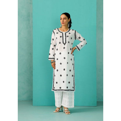 House of Chikankari Chandni Chikankari Cotton Straight White Kurta