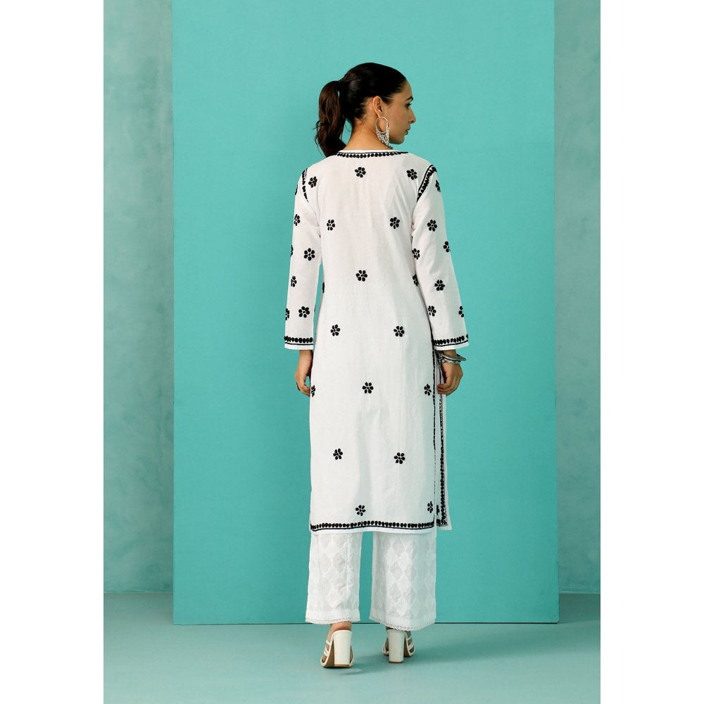 House of Chikankari Chandni Chikankari Cotton Straight White Kurta