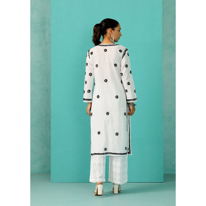 House of Chikankari Chandni Chikankari Cotton Straight White Kurta