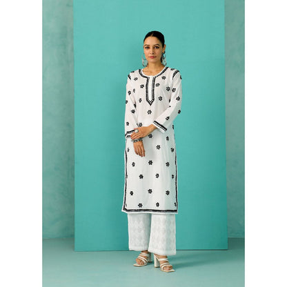 House of Chikankari Chandni Chikankari Cotton Straight White Kurta