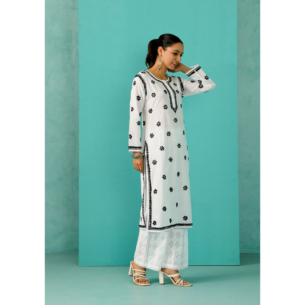 House of Chikankari Chandni Chikankari Cotton Straight White Kurta