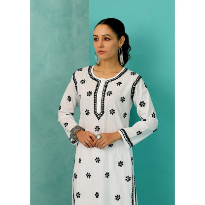 House of Chikankari Chandni Chikankari Cotton Straight White Kurta
