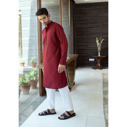House of Chikankari Shahbaz Chikankari Cotton Straight Men Kurta