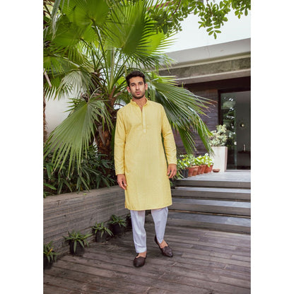 House of Chikankari Umar Chikankari Cotton Straight Men Kurta