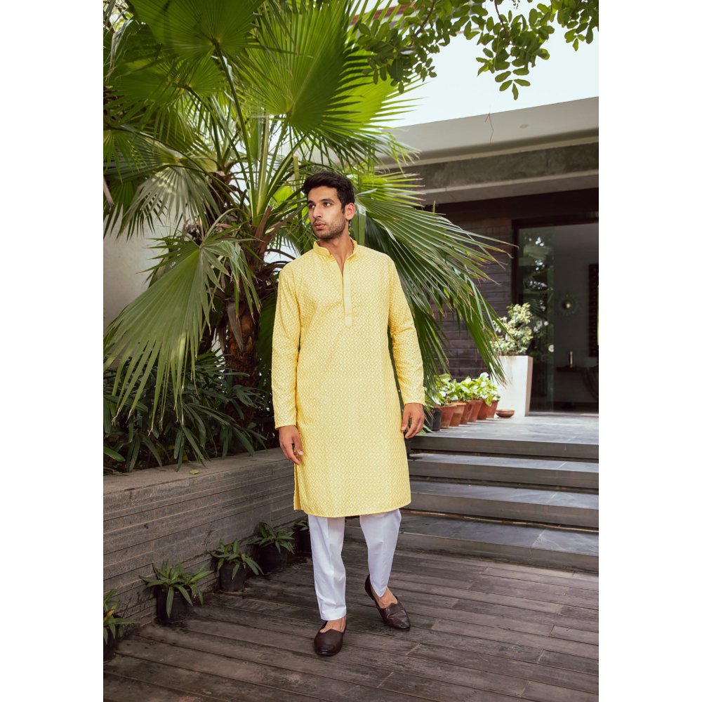 House of Chikankari Umar Chikankari Cotton Straight Men Kurta