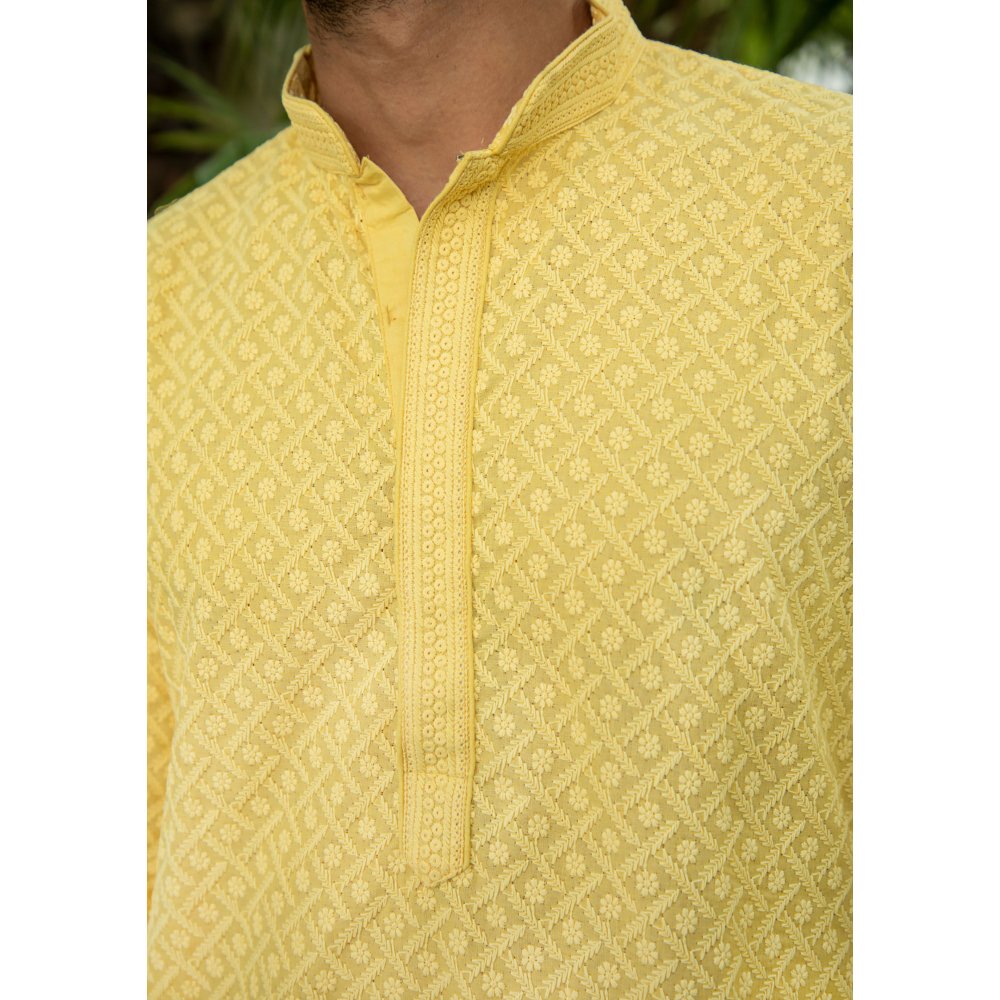 House of Chikankari Umar Chikankari Cotton Straight Men Kurta