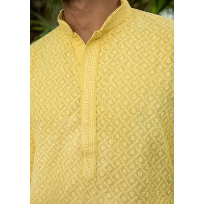 House of Chikankari Umar Chikankari Cotton Straight Men Kurta