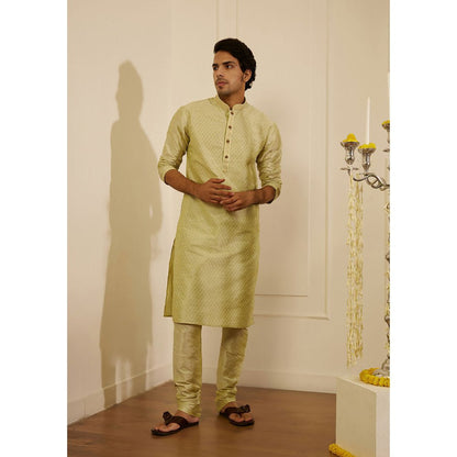 House of Chikankari Rashid Silk Straight Men Kurta with Pyjama (Set of 2)