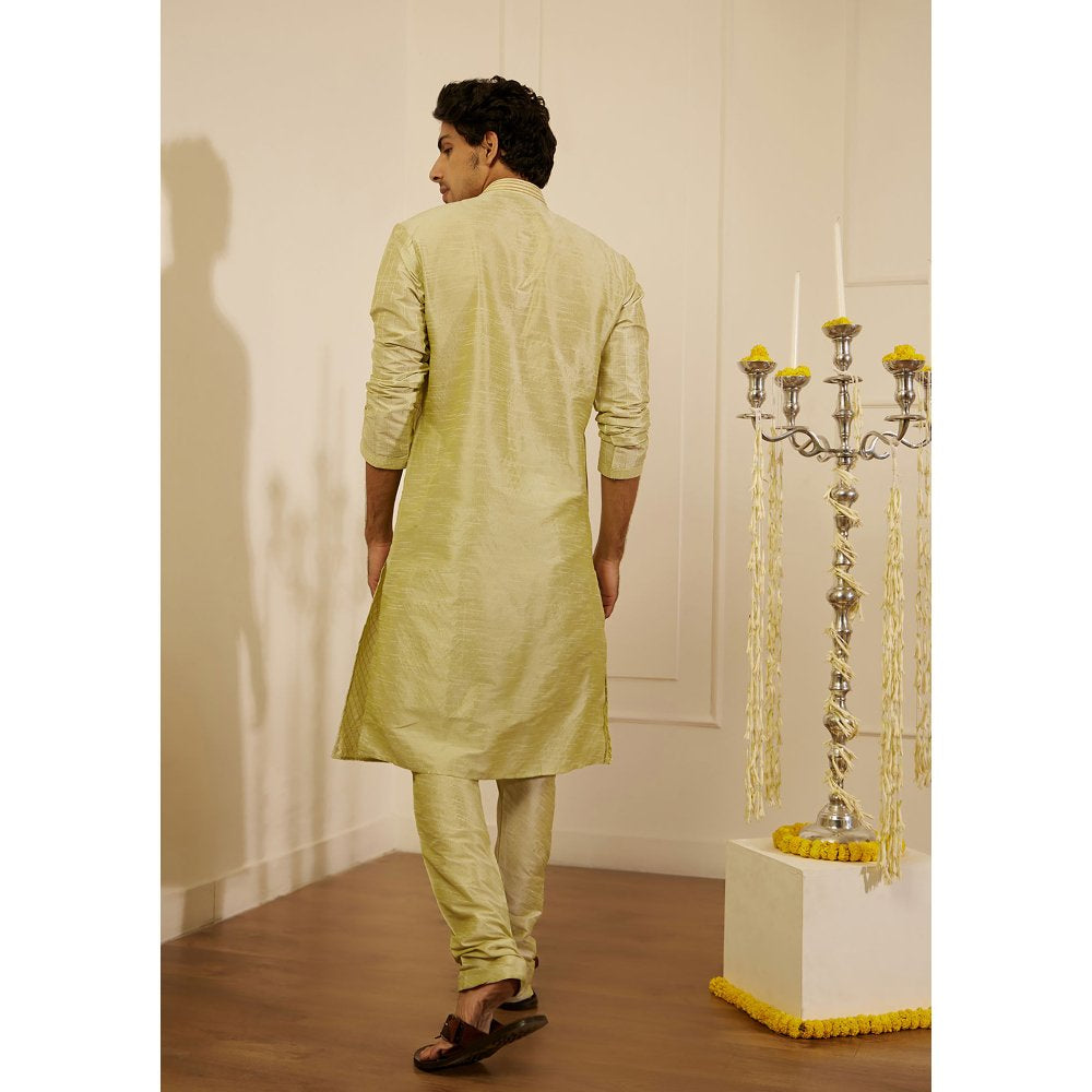 House of Chikankari Rashid Silk Straight Men Kurta with Pyjama (Set of 2)