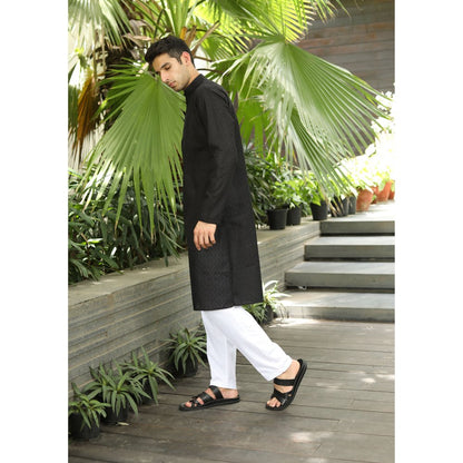House of Chikankari Uman Chikankari Cotton Straight Men Kurta