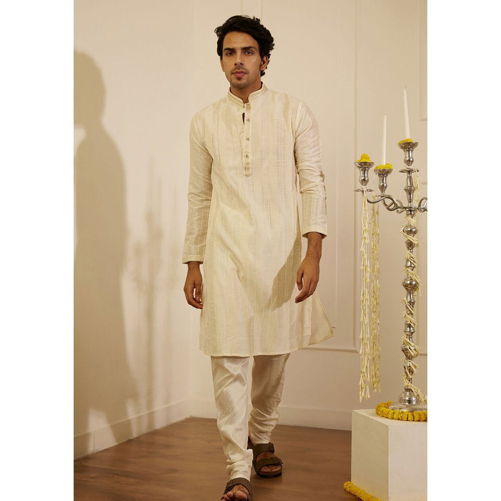 House of Chikankari Amir Silk Straight Men Kurta with Pyjama (Set of 2)
