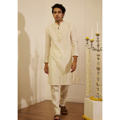 House of Chikankari Amir Silk Straight Men Kurta with Pyjama (Set of 2)
